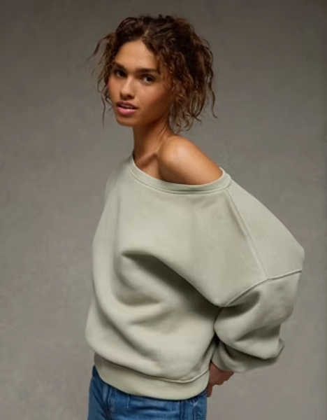 AE Everyday Luxe Off-the-Shoulder Sweatshirt