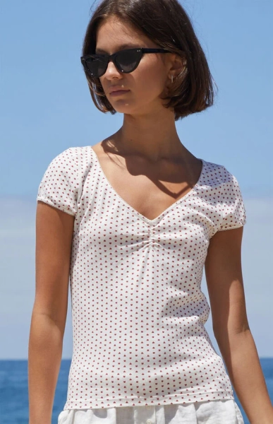 Heart Print Gina Cinched Top