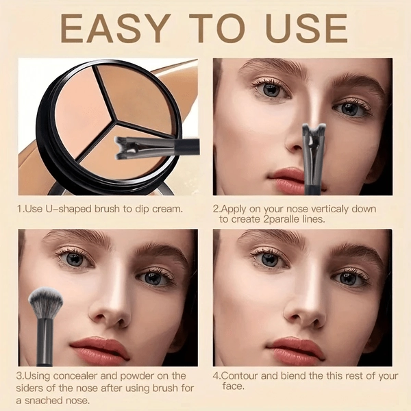 Nose Contour U-Shaped Makeup Brush - Dual-Ended Nose Shadow & Highlighting Brush with U-Shaped Handle, Ergonomic Grip & Soft Bristles for Precise Contouring