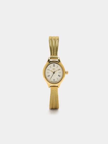 Orologio ovale con braccialetto in maglia di acciaio inossidabile