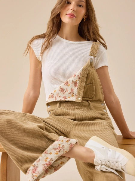 Danielle Corduroy Overalls in Camel | Altar'd State