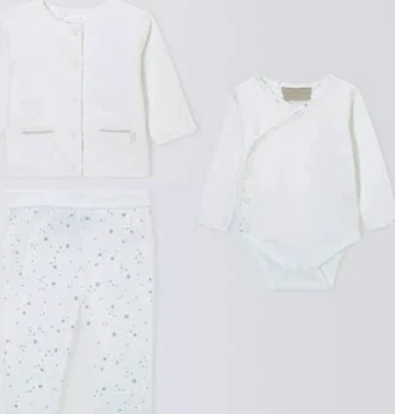 John Lewis Heirloom Collection Baby Bodysuit, Leggings, and Reversible Jacket Set