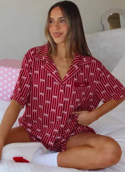White Fox Boutique Offline Merry Ribbon Pyjama Set