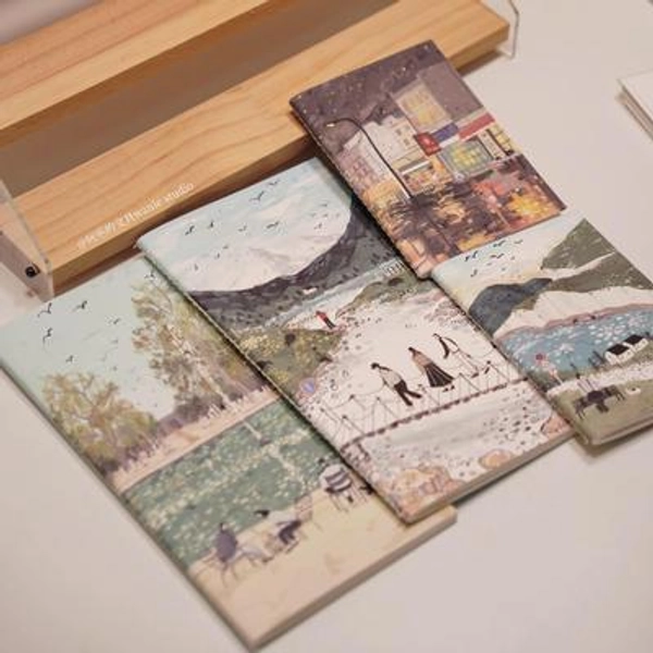 Wanle Studio Scenic Walk Series Traveler's Notebook Insert, Blank White Notebook, TN Refill, Travel Journal, Art Journal, Collage Journal