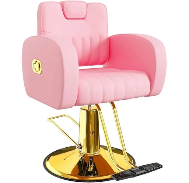 Ergonomic Reclining Salon Chair with Thick Cushion Heavy Duty for Hair Braiding Tattoo 440lbs,