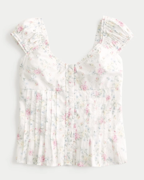 V-Neck Pintuck Top