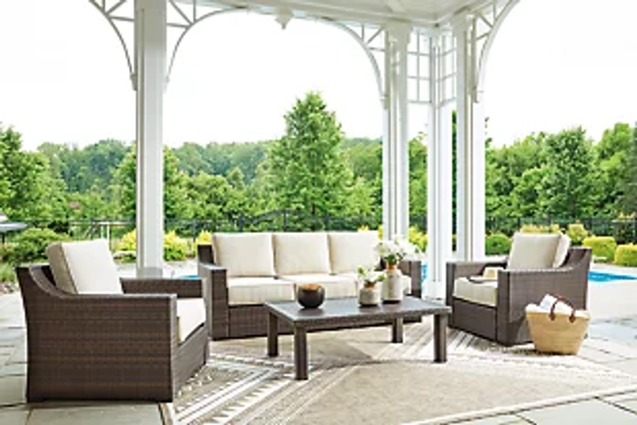 Wellingtons Peak Outdoor Sofa and 2 Chairs with Coffee Table