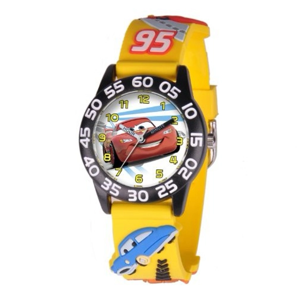 Disney Cars Kids'' Plastic Time Teacher Analog Quartz 3D Strap Watch