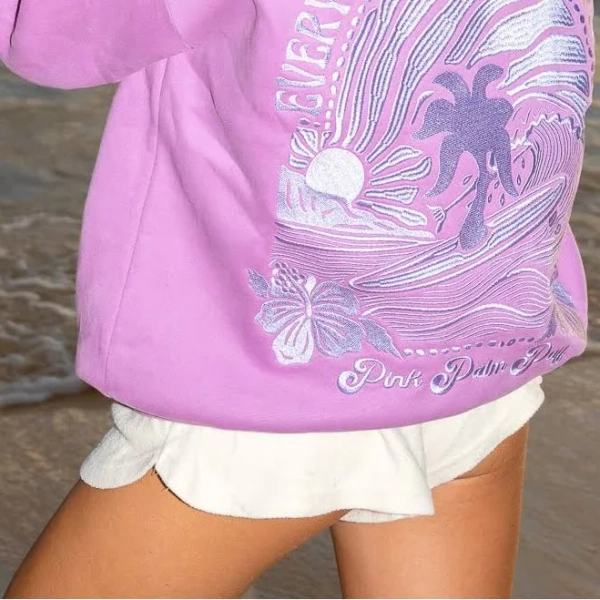 "Everything Comes in Waves" Hoodie in Açai XXS