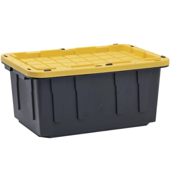 Project Source Commander Medium 17-Gallons Black Heavy Duty Tote with Standard Snap Lid 831508