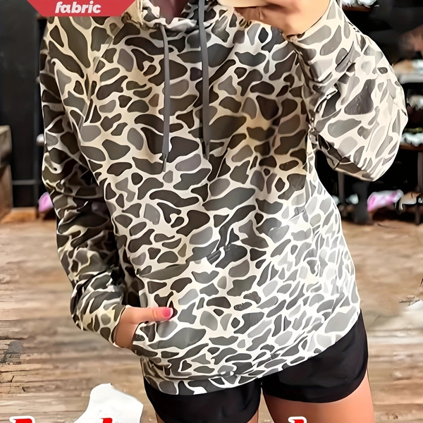 1pc Women'S Leopard Print Hooded Sweatshirt - Soft Light -Friendly Fabric, Loose Fit Long Sleeve Pullover with Drawstring Hood, All-Season Casual & Elegant Wear, Trendy Animal Print Sweater for Daily Outfits, Travel, Parties