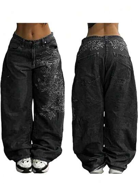Christmas Costumes Women's Hip Hop Baggy Jeans Wide Leg Mid-Low Waist Jeans Loose Boyfriends Jeans 90s Vintage Denim Pants,Fall And Winter Clothes For Women