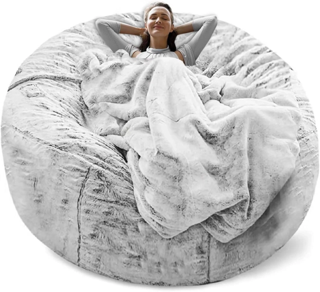 Trule 7Ft Bean Bag Chair Cover – Soft Fluffy Velvet, Round Oversized Sofa Bed Cover ( Velvet) | Wayfair