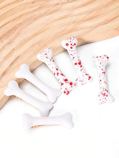 6pcs Blood Drop Bone Hair Clips For Women, Cute Bangs Clips, Sweet Funny Dog Bone Hairclips For Girls, Suitable For Daily Wear And Harajuku Style, Versatile Gift Claw Clips Hair Claws Hair Barrettes, Halloween
