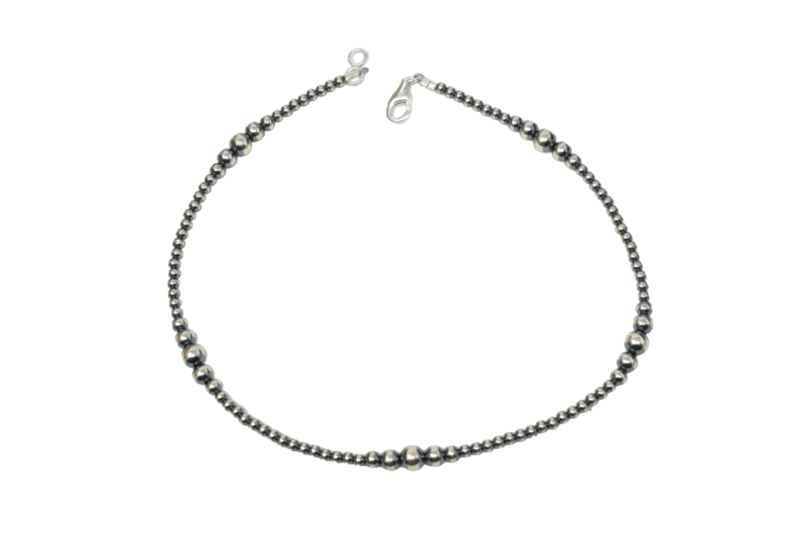 Graduated Silver Pearl Necklace (3-6MM) 14"