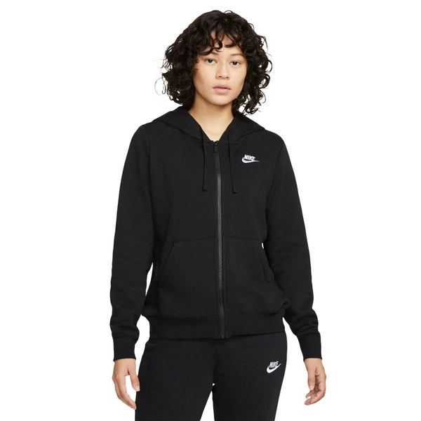 Nike Womens Sportswear Club Fleece Full Zip Hoodie Black/White S