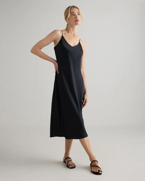 100% Washable Silk Slip Dress in Forest Green