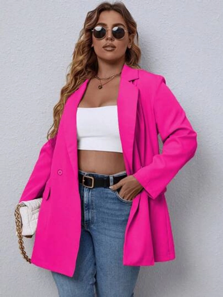 EMERY ROSE Plus Double Button Flap Detail Blazer Graduation,Back To School,Teacher Outfits For Women Fall Cloth For Women Autumn