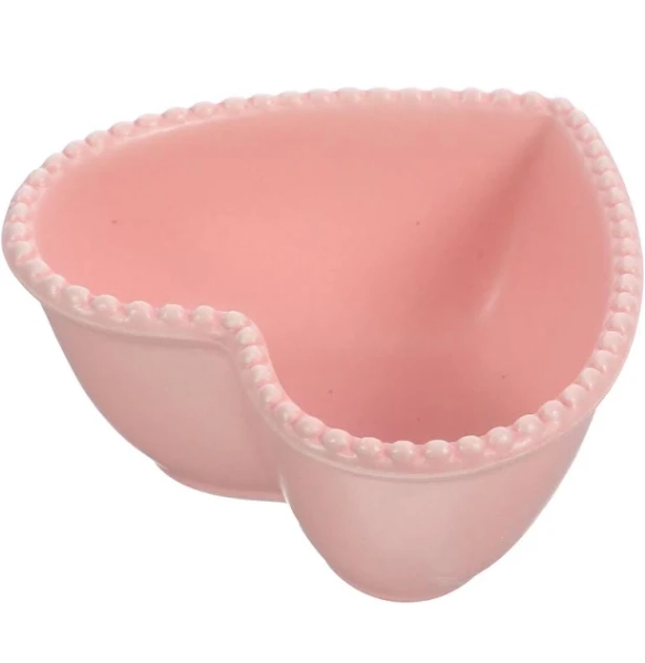 Cabilock Heart Shaped Ceramic Dessert Bowl 4.5 Inch Pink Fruit Salad Bowl for Home Kitchen Parties and Decorative Use