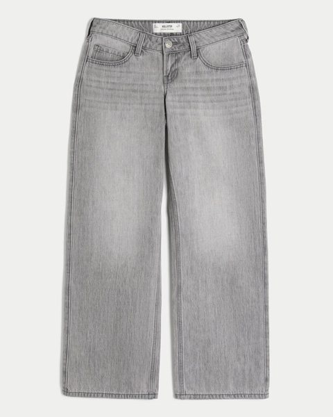 Ultra Low-Rise Grey Baggy Jeans
