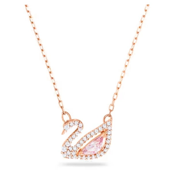 Swan Kolye, Kuğu, Pembe, Pembe altın rengi kaplama