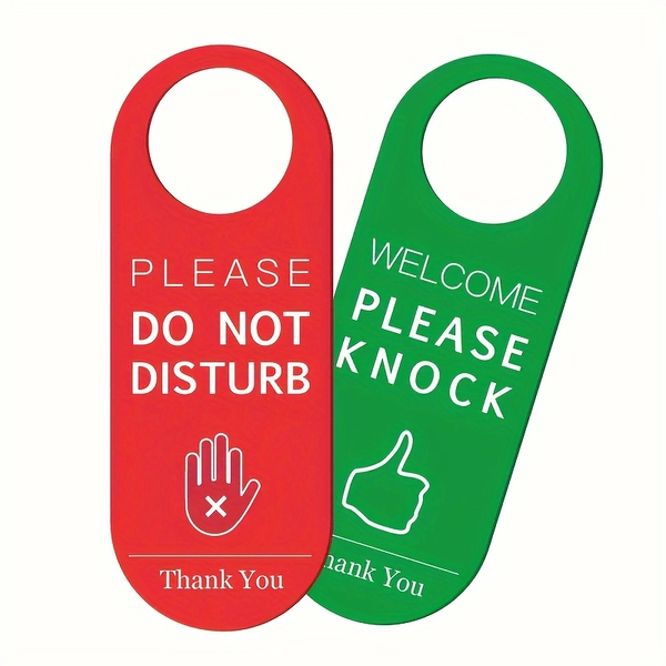 1pc Reversible Do Not Disturb/Welcome Please Knock Door Sign, 9x24cm, Durable PVC Hanging Sign For Home Office Hotel, Easy Fit For Various Door Knobs, Double-Sided Printing