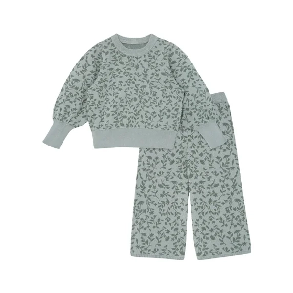 Modern Moments by Gerber Toddler Girl Jacquard Sweater Knit with Wide Leg Pant Set, Sizes 12M-5T