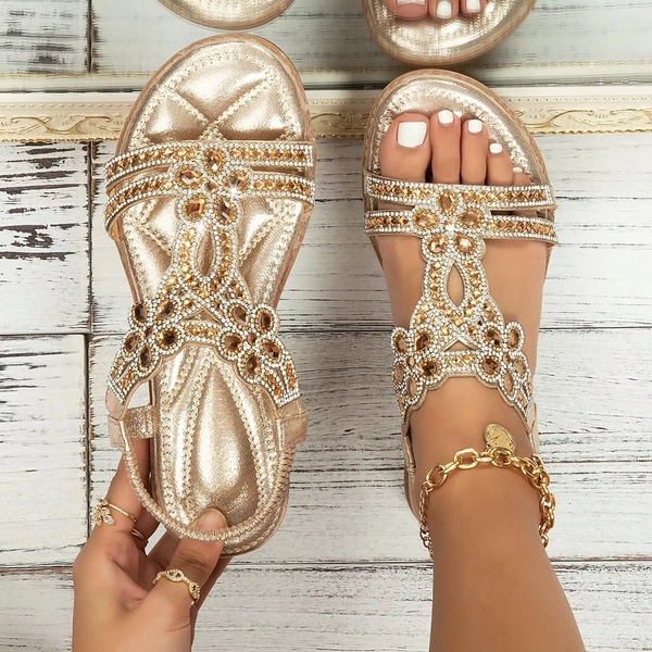New Crystal Wedge Gladiator Sandals Women Summer Elastic Band Clip Toe Thong Sandals Plus Size Non Slip Boho Beach Shoes Woman - AliExpress 322