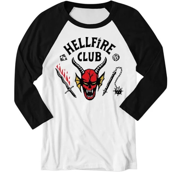 Stranger Things Hellfire Club Unisex Baseball Raglan Long Sleeve T-Shirt