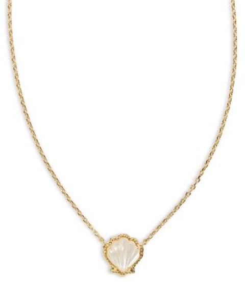 Brynne Stone Shell Adjustable Pendant Necklace in 14K Gold Plated, 19"   