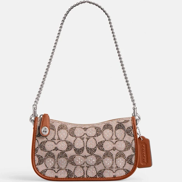 Coach Women's Swinger 20 Crystal Signature Jacquard Leather Handbag