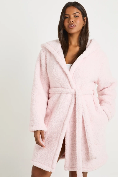 Pom Pom Fleece Hooded Short Dressing Gown