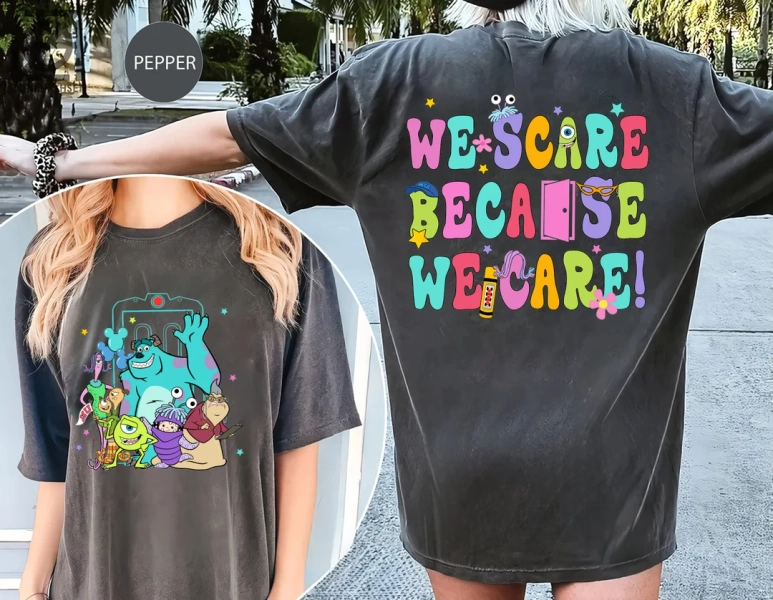 Comfort Colors® We Scare Because We Care Shirts, Pixar Shirt, Monsters Incs Birthday Shirt, Mike and Sulley Shirt, Kids Disney Shirts - Etsy