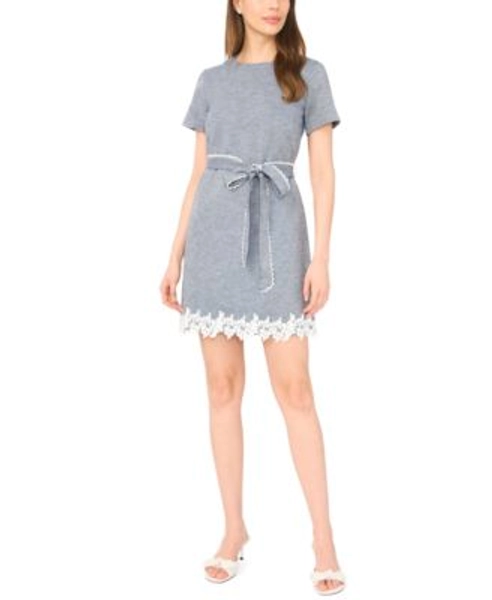 Women's Short Sleeve Lace Hem Mini Dress