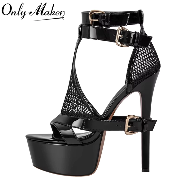 Onlymaker Women Peep Toe  Platform Sandals Thin Heels Ankle Strap Buckle Sandals Fashion Summer Heels - AliExpress 322