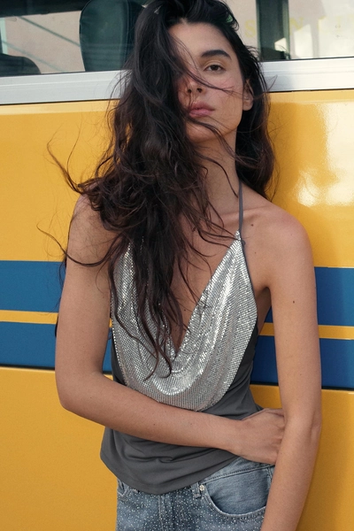DRAPED MESH TOP