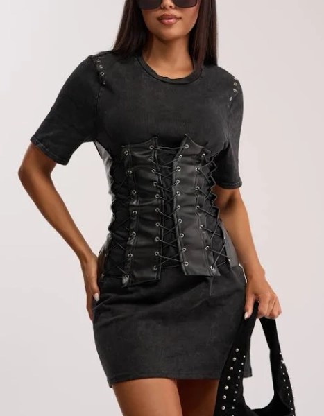 AKIRA No Plans Just Vibes Lace Up Mini Dress