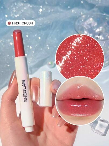 SHEGLAM Pout-Perfect Shimmer Lip Plumper-First Crush Moisturising Plumping Shimmer Solid Lip Gloss Non-Stick Shimmer Nourishing Lip Plumping Serum Coconut Oil Lipstick Lip Cosmetics Brand Beauty Makeup Cosmetic For Women Girls Perfect For Fall Winter Ideal For Y2K Fancy Fashion Suitable For Birthday Present Halloween Party Ready Best Color