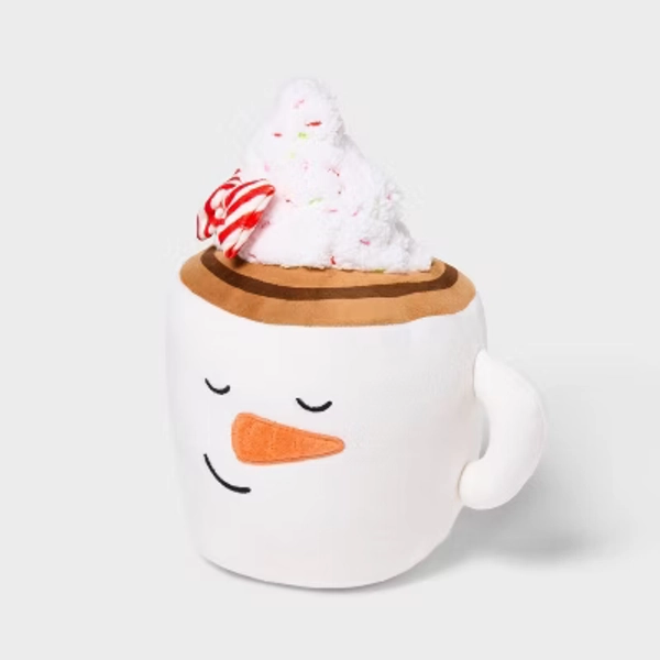 Hot Cocoa Kids' Holiday Mini Weighted Stuffed Plush Throw Pillow Ivory - Pillowfort™