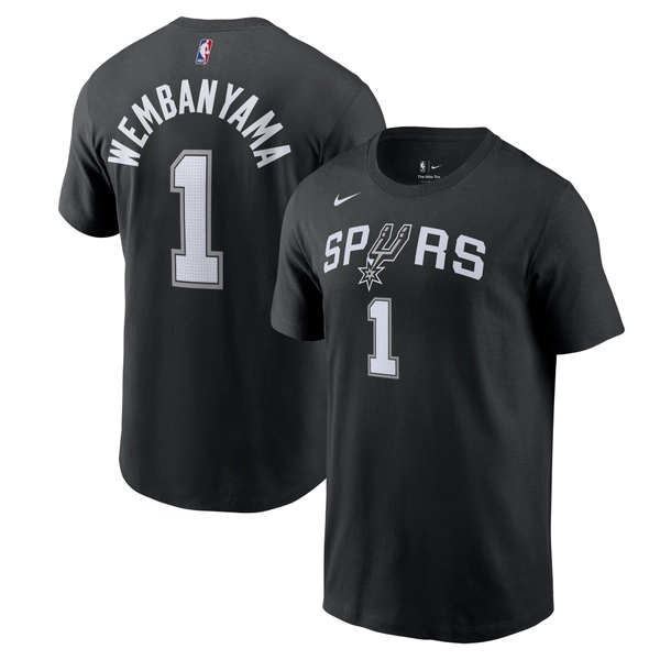 Men's San Antonio Spurs Victor Wembanyama Nike Black Icon 2022/23 Name & Number T-Shirt