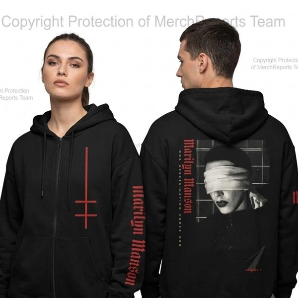 Marilyn Manson Masters of Rock At Distillery Land Rudolf Jelinek, Vizovice, Czechia On July 19 2026 Merch Firing Squad Unisex Zip Hoodie Shirt - MerchReport