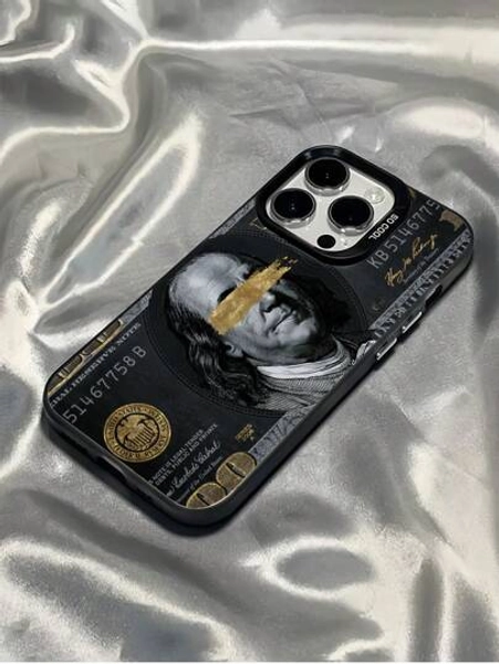 1pc Black Eye Money Pattern TPU Shockproof Phone Case Compatible With IPhone 16 15 14 13 12 11 Pro Max And Series Waterproof Anti-Fall Scratch Resistant