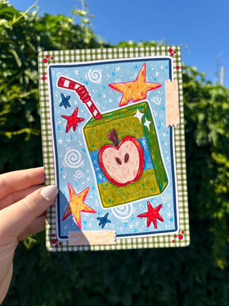 Apple Juice Art Print: Hand-Illustrated 5x7 Matte Print