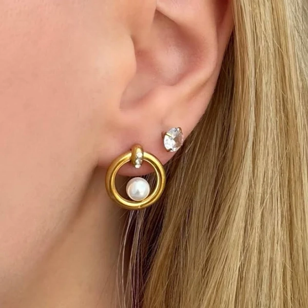 18k Gold Waterproof Pearl Earrings