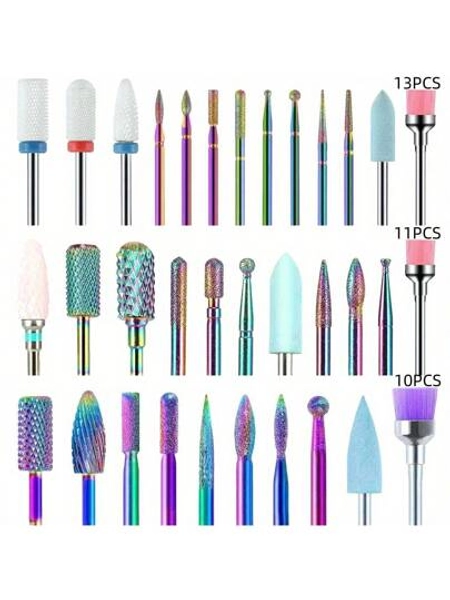10/11/13PCS Nail Drill Bits Set, Electric Nail Files For Acrylic Nails Manicure Pedicure, With Storage Case