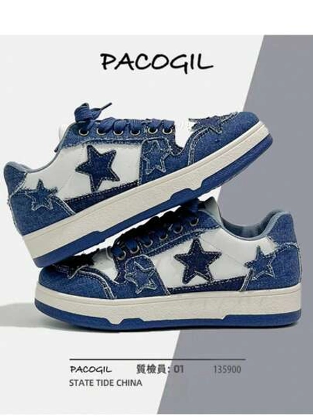 New Fashionable Casual Star Pattern Skateboard Shoes, Suitable For Teenagers, Sports Shoes (Shoes Run Small, Recommend Ordering One Size Up)