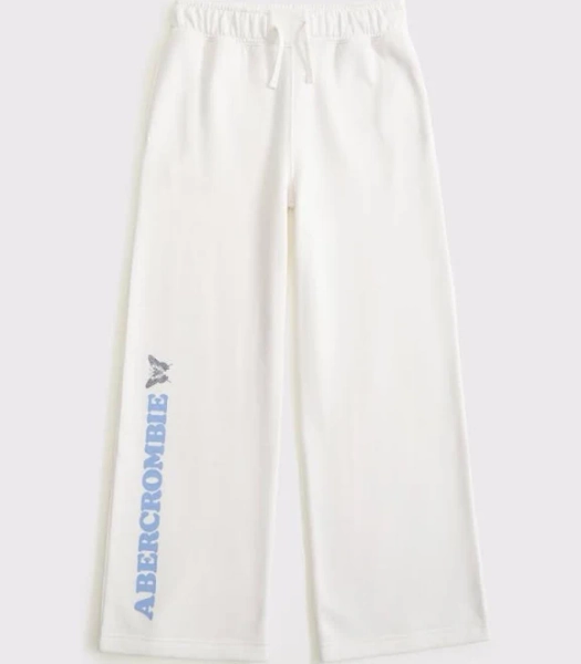 Abercrombie Kids Girls Logo Wide Leg Sweatpants