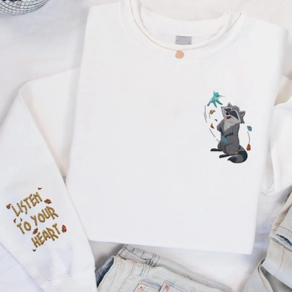 Embroidered Meeko Sweatshirt, Pocahontas Embroidery Sweater, Listen to Your Heart Sweatshirt, Magic Kingdom Shirt, Disney Trip Outfits - Etsy