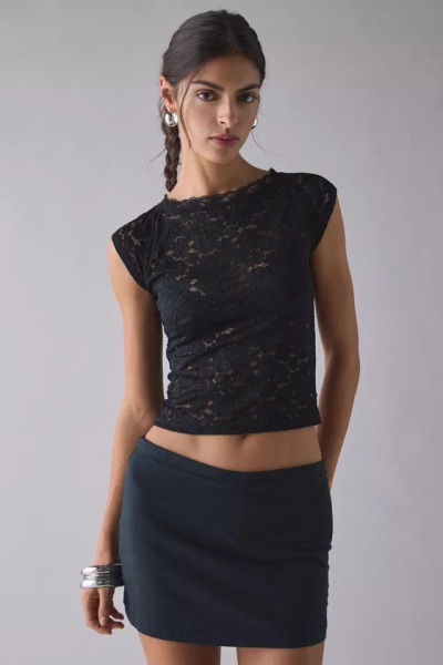 Out From Under Tessa Sheer Lace Short Sleeve Boatneck Tee