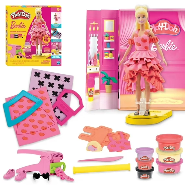 Play-Doh Barbie Designer Fashion Show Playset, Make Doll Clothes, Holiday Gifts for Girls & Boys 5 and Up
